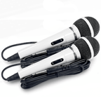 Pair of Handheld Dynamic Microphone in White with 2.8m Lead