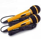 Pair of Handheld Dynamic Microphone in Yellow with 2.8m Lead