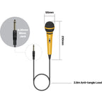 Pair of Handheld Dynamic Microphone in Yellow with 2.8m Lead