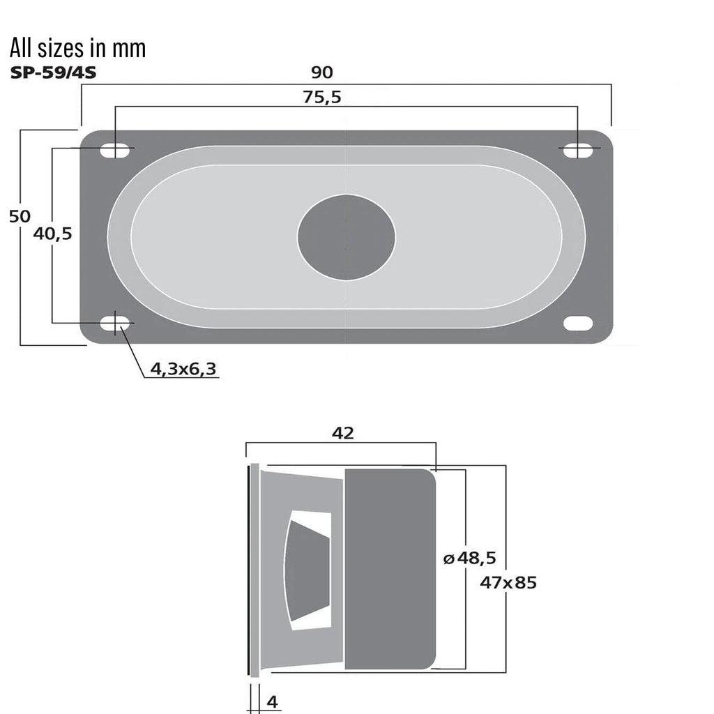 Compact Speaker Driver Oval 5w Max 4 Ohm