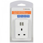 Plug Through UK Mains Adaptor with Dual USB Ports