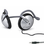 Curved Neckband Stereo Headphones Lightweight Silver Design