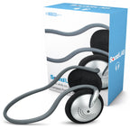 Curved Neckband Stereo Headphones Lightweight Silver Design
