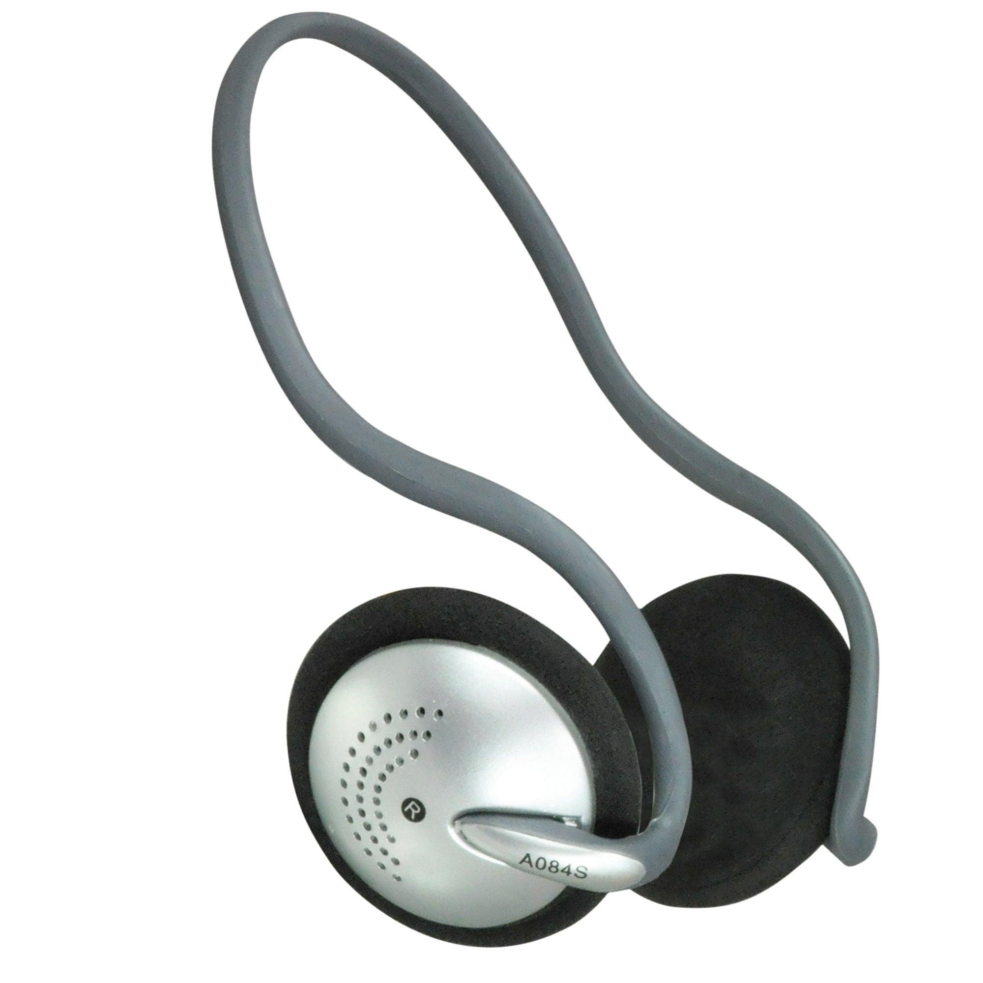 Curved Neckband Stereo Headphones Lightweight Silver Design