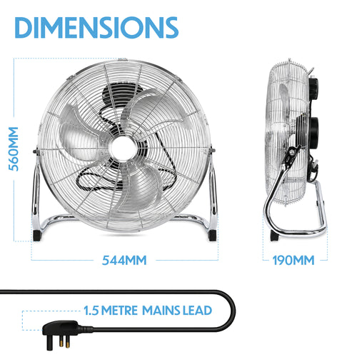 18" Chrome High Velocity Industrial 3 Speed Floor Fan