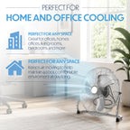 18" Chrome High Velocity Industrial 3 Speed Floor Fan