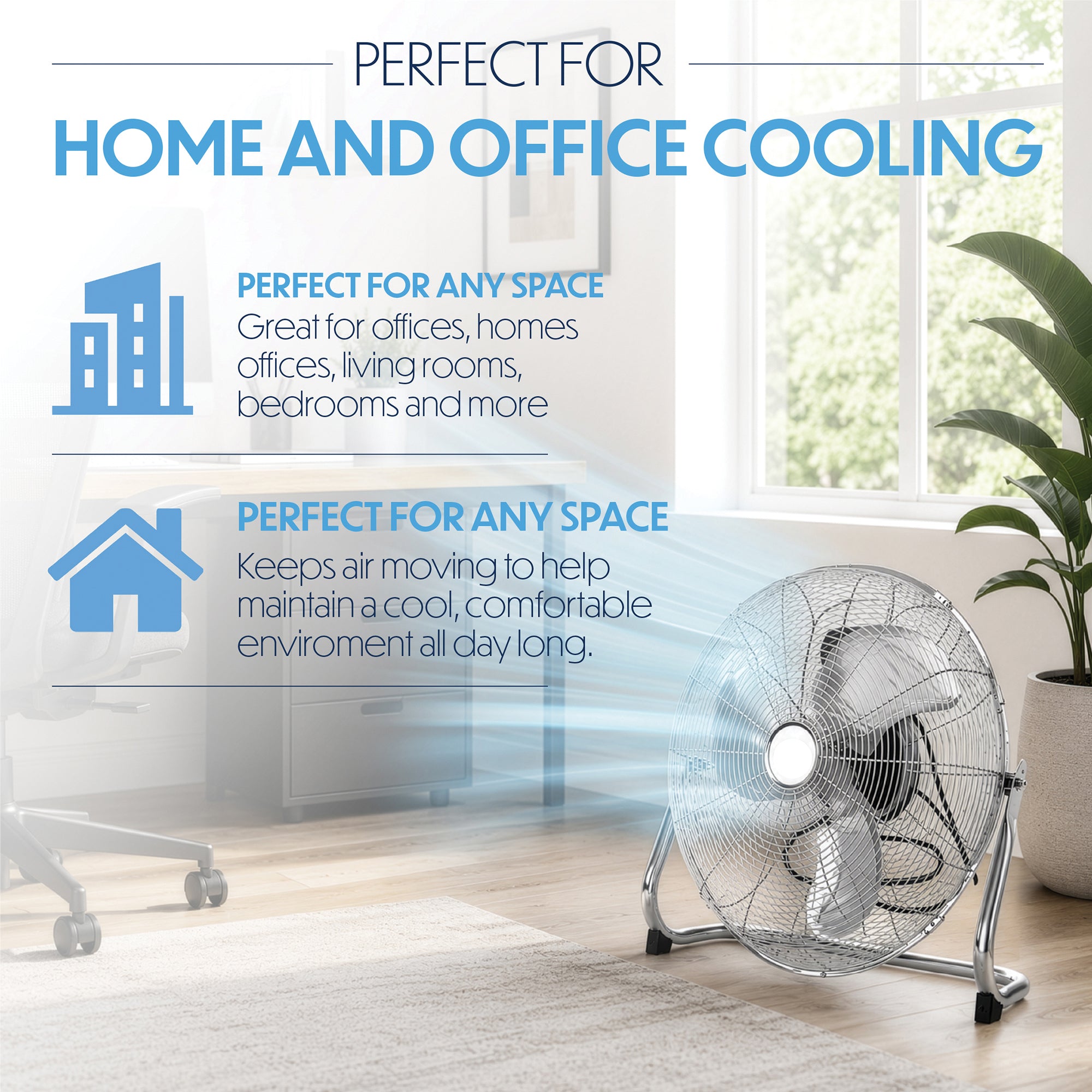 18" Chrome High Velocity Industrial 3 Speed Floor Fan