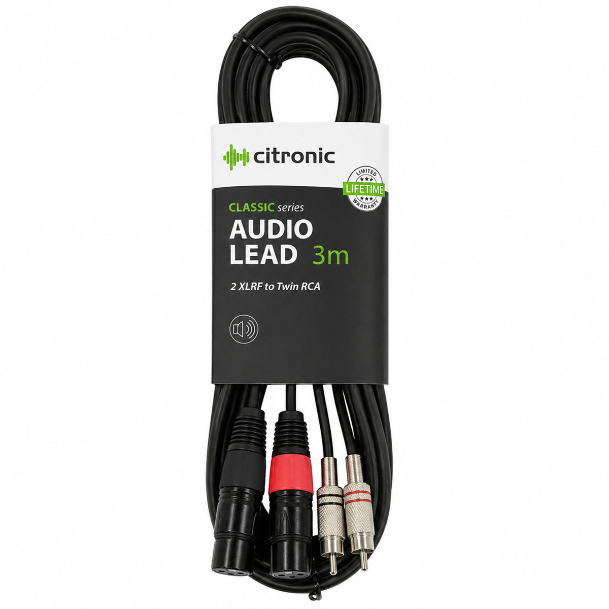 Twin Female XLR to Twin RCA Phono Plug Audio Lead 1.5, 3, 6M