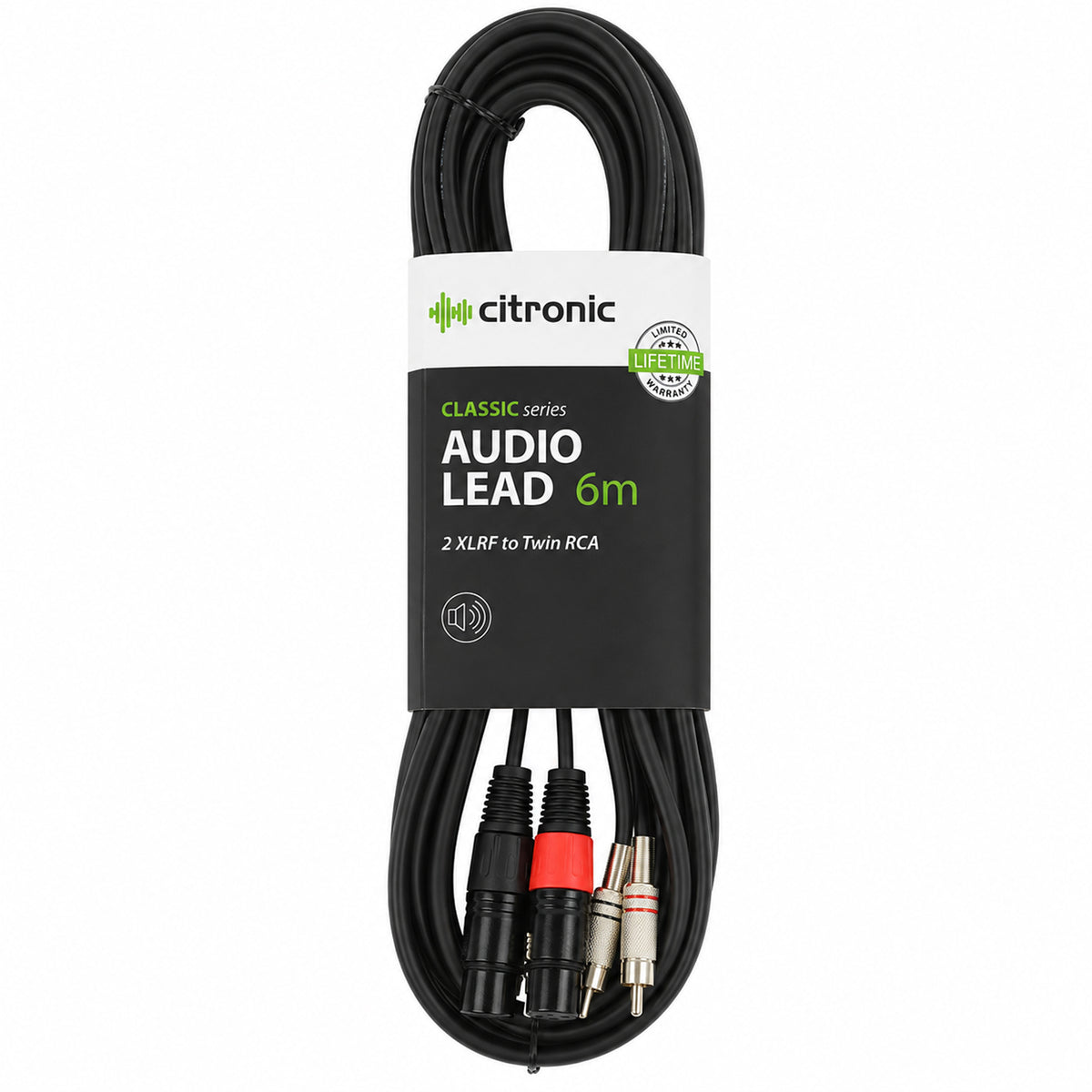 Twin Female XLR to Twin RCA Phono Plug Audio Lead 1.5, 3, 6M