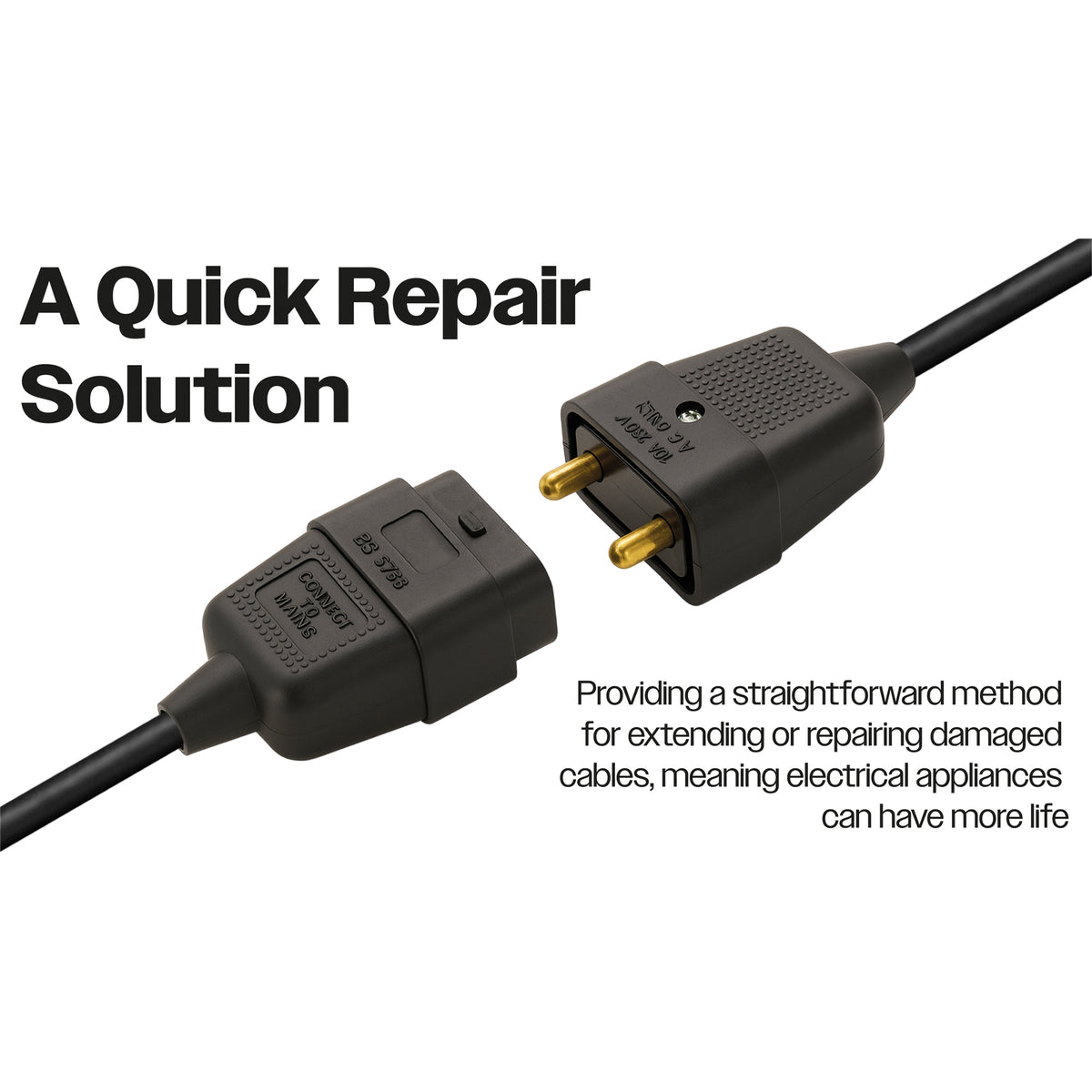 2 Way 10 A In-line Impact Resistant Mains Connector Joiner
