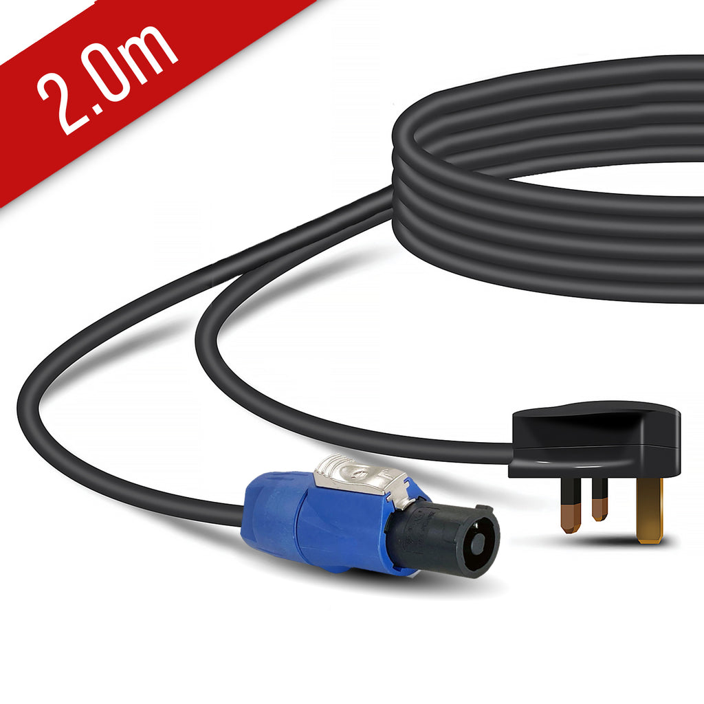 2-10M PowerCON Twist Lock Lead to UK Mains Plug 13A