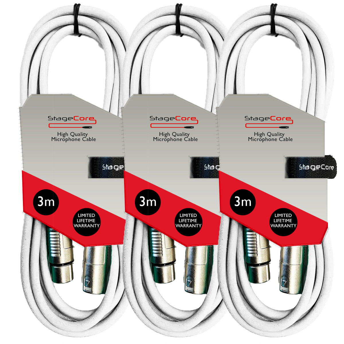 3 x 3M XLR Male to Female Microphone Audio Lead