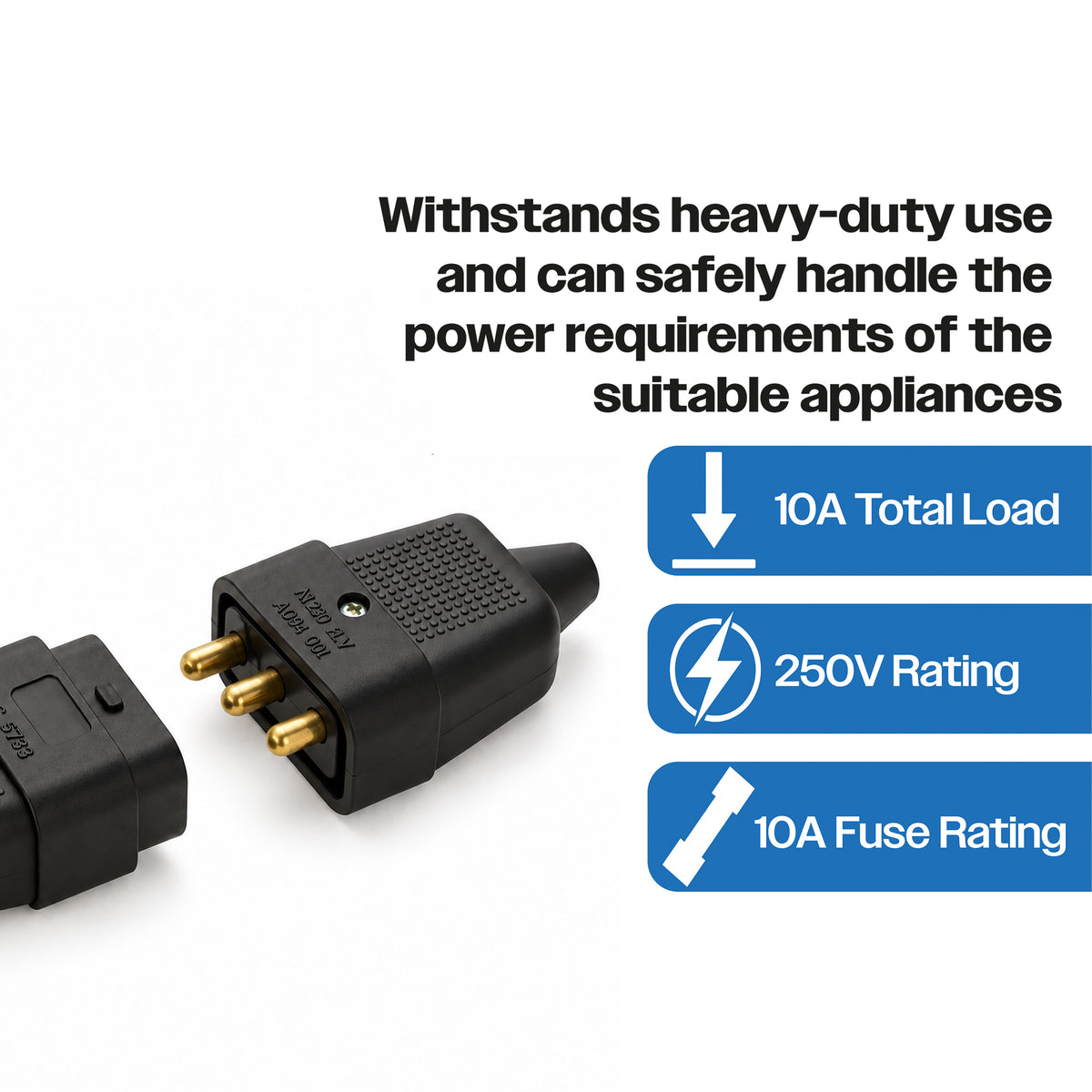 3 Way 10 A In-line Impact Resistant Mains Connector
