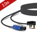 2-10M PowerCON Twist Lock Lead to UK Mains Plug 13A