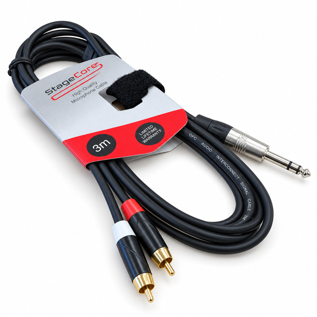 6.35mm Stereo Jack to Twin RCA Phono Leads 1.5m 3.0m & 5.0m