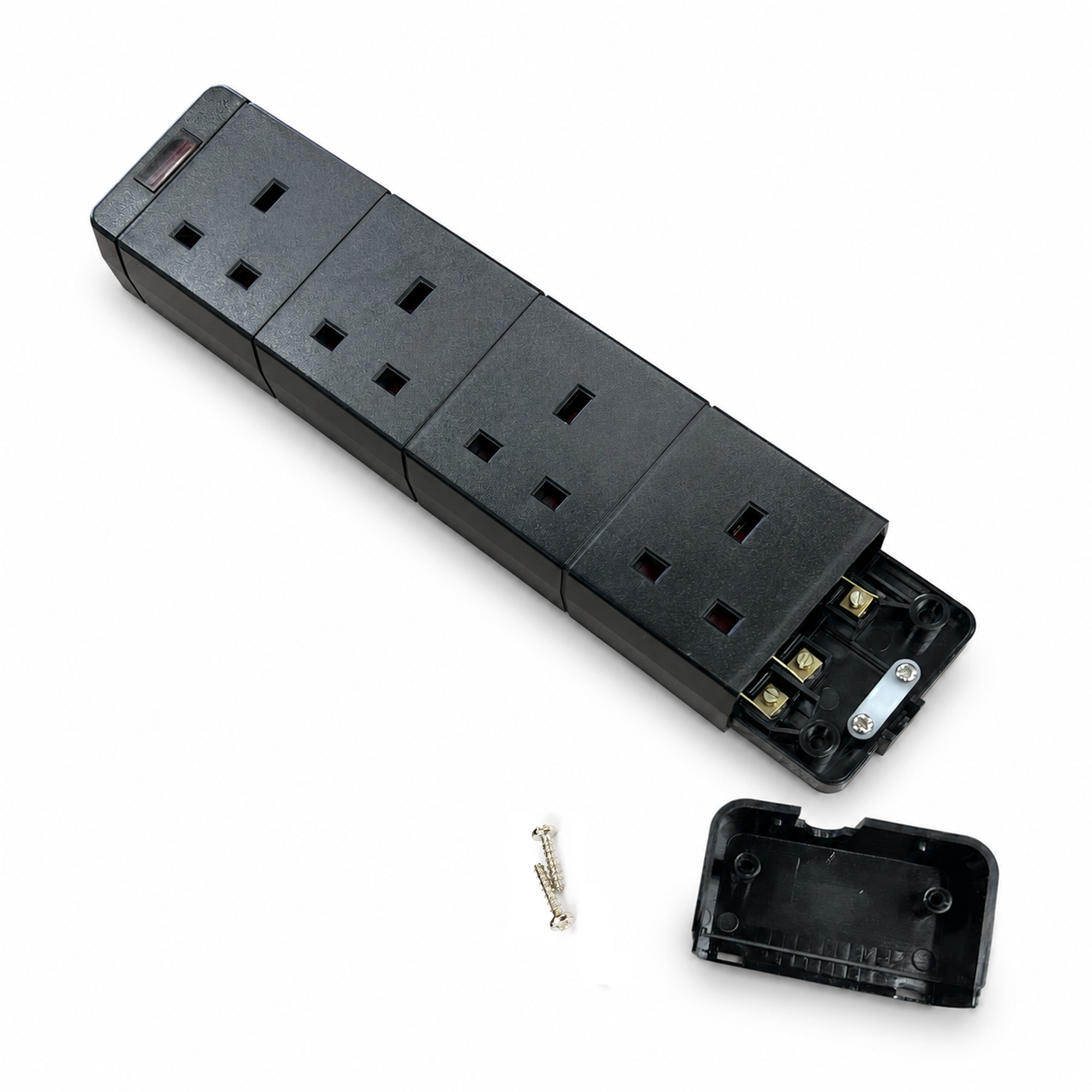 Rewirable 4 Gang Trailing UK Mains Socket