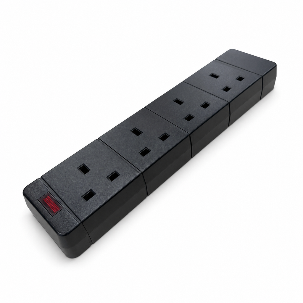 Rewirable 4 Gang Trailing UK Mains Socket