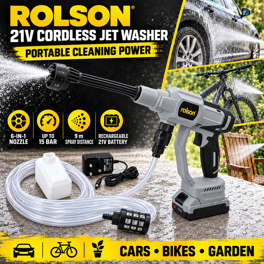 21V Cordless Power Jet Washer 15 Bar