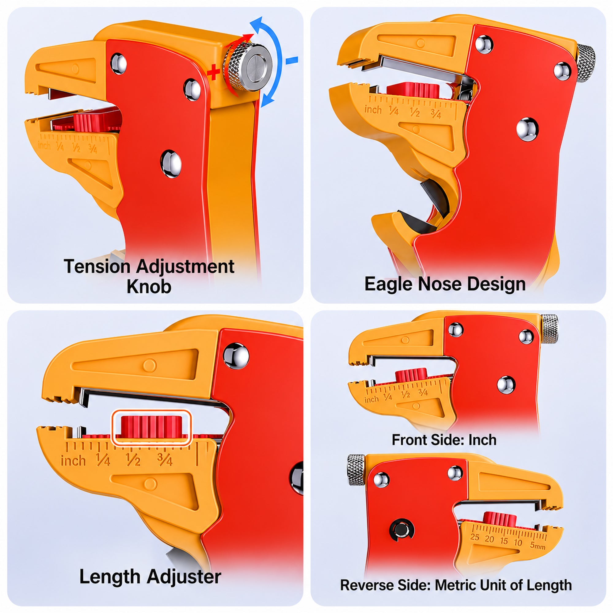 Automatic Wire Strippers 14-24 AWG Cables Adjustable Strip