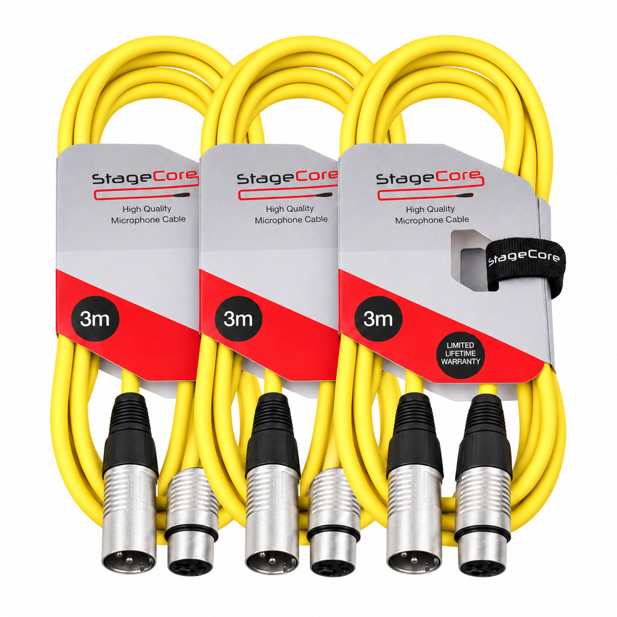 3 x 3M XLR Male to Female Microphone Audio Lead