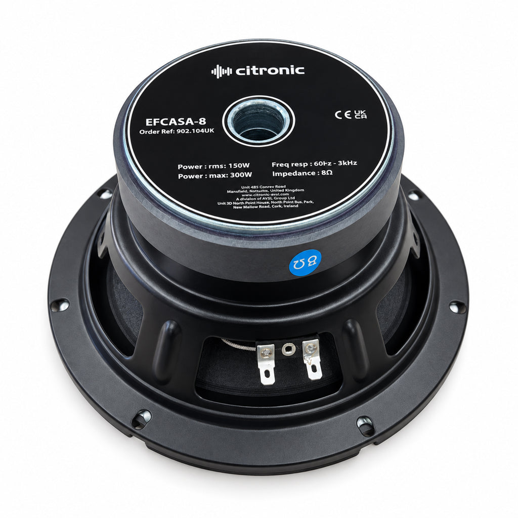 Full Range 8" Chassis Speaker 150W RMS 8 Ohm Woofer