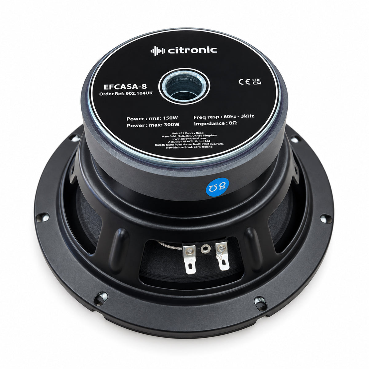 Full Range 8" Chassis Speaker 150W RMS 8 Ohm Woofer