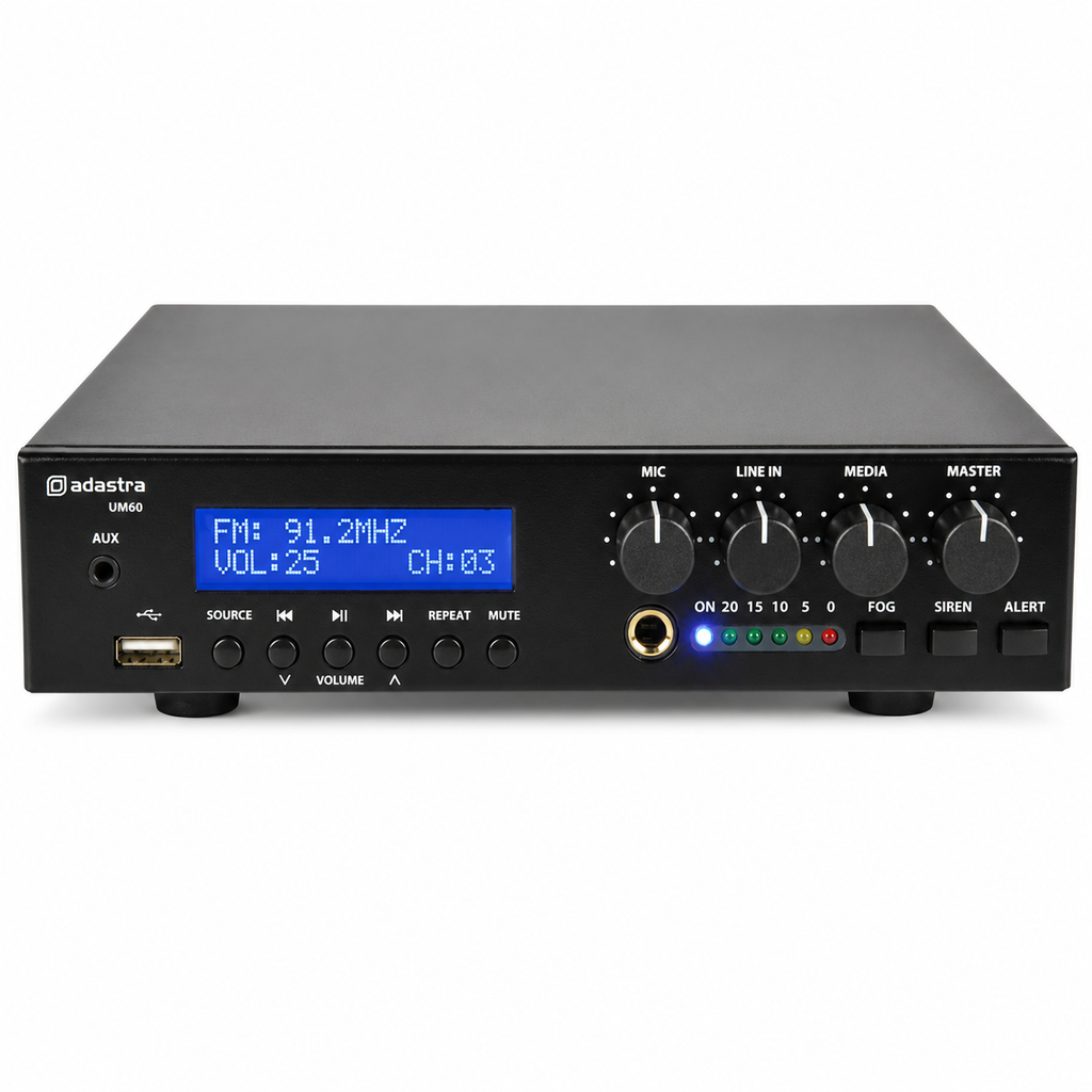 UM Series Ultra Compact Mixer 60W Amplifier 100V or 8 Ohms