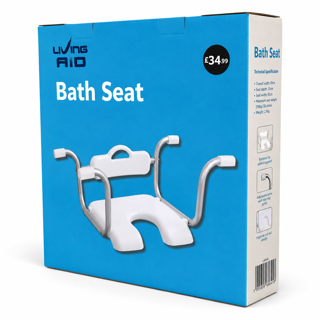 Bath Seat Chair Mobility Aid 190kg White with Back Support