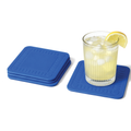 4pc Non Slip Silicone Coaster Set Secure Adhesion Red Blue Yellow