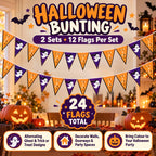 2 Packs Halloween Party 12 Flag Bunting Trick and Treat