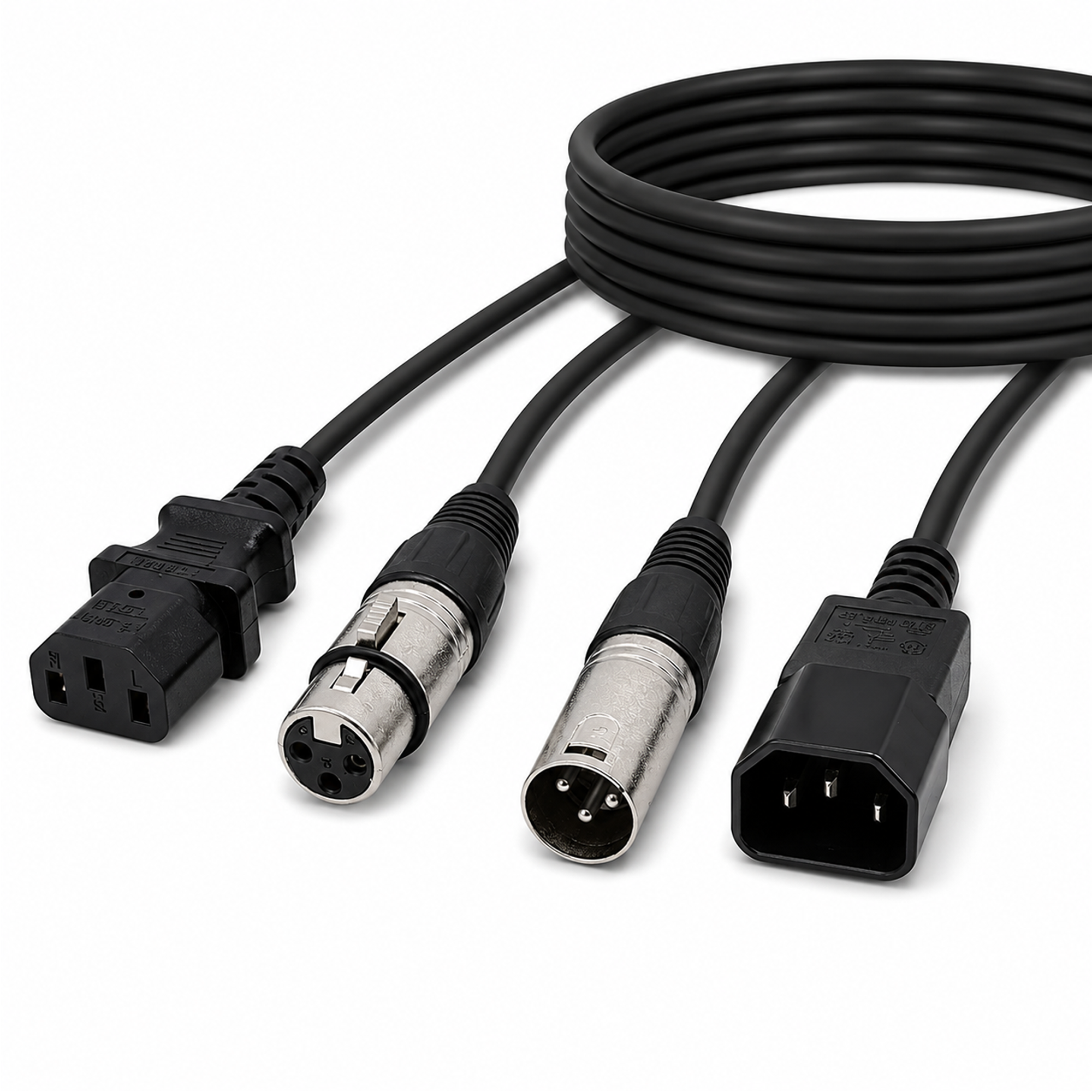 Combi IEC and XLR 3-Pin Male to Female DMX Cable