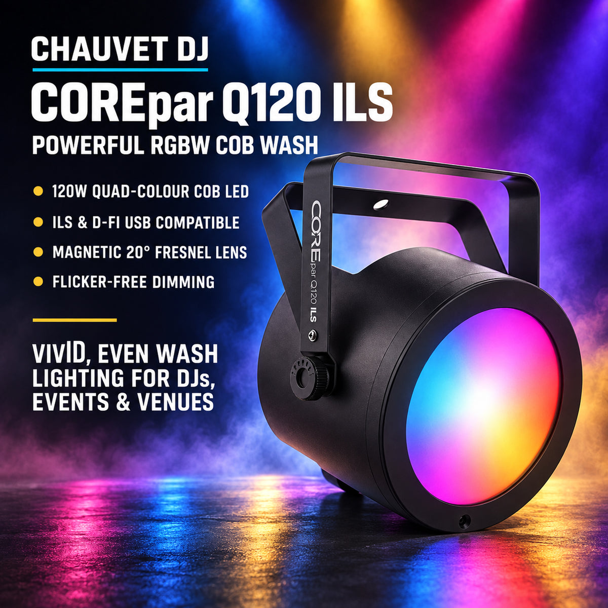 COREpar Q120 ILS 120W RGBW COB LED PAR Wash Light