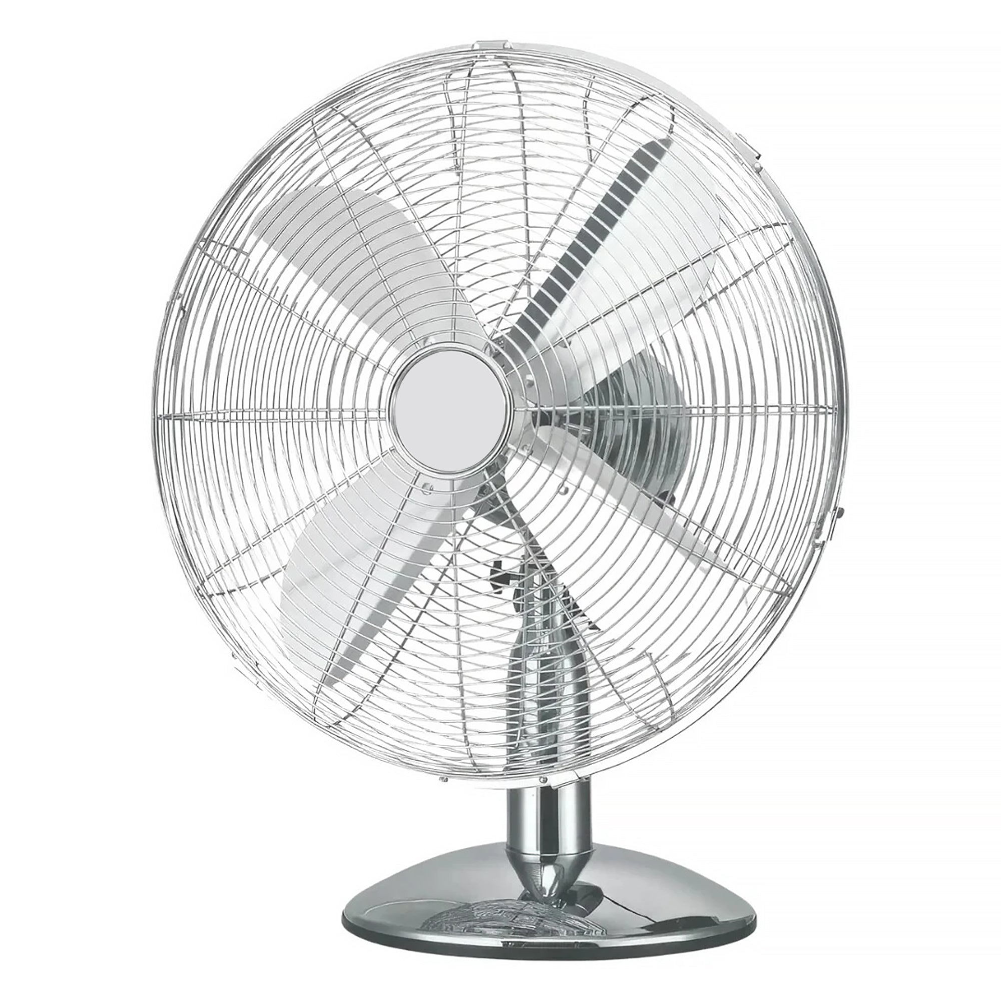 Oscillating Deck Fan in Metal Chrome Finish 3 Speed 12"