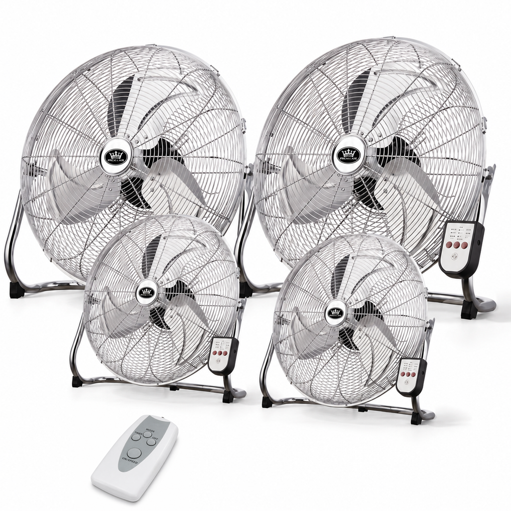 Floor Standing Air Circulator Fans Chrome Metal 3 Speed 12 to 20 inch