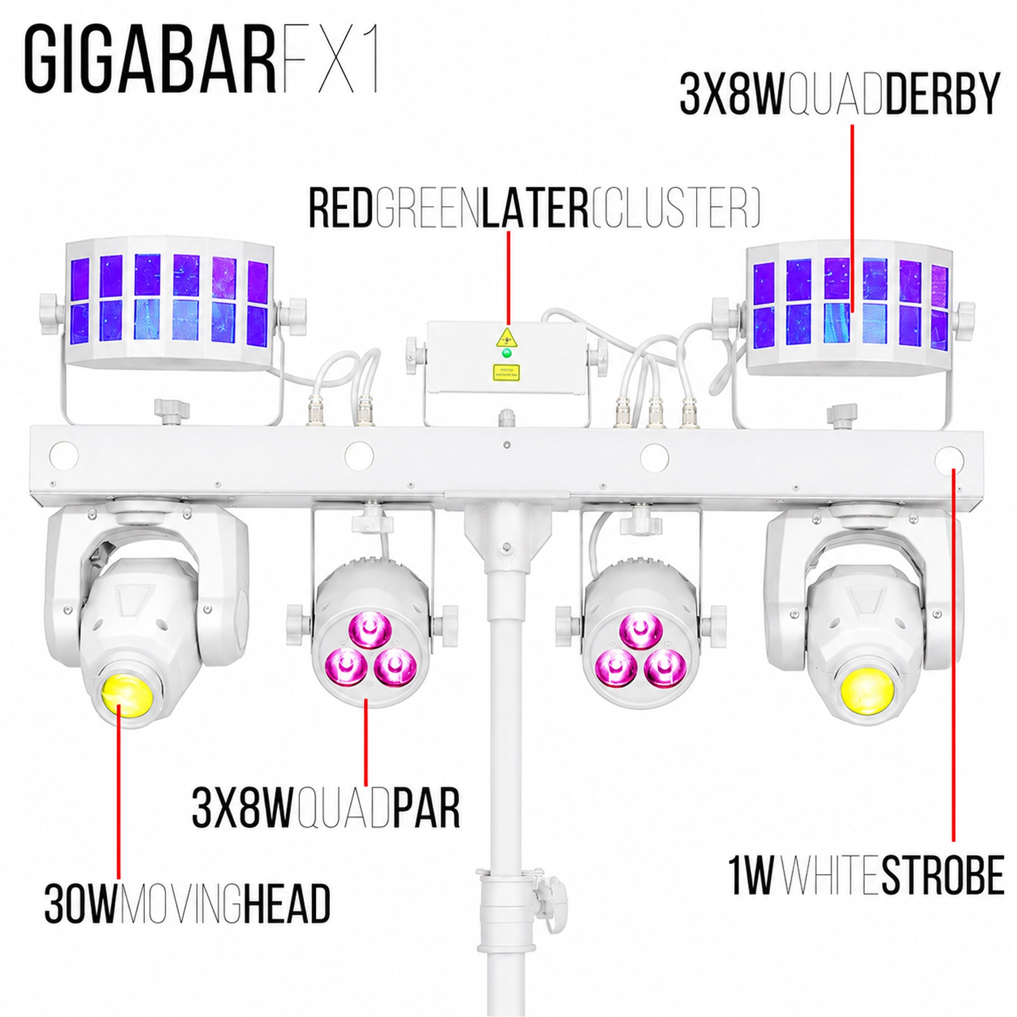 Gigabar FX1 DJ Gig Party Bar Lighting System in White