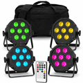 MaxiPar Quad MKII Par Light Fixture inc Remote 4pc Pack inc Case