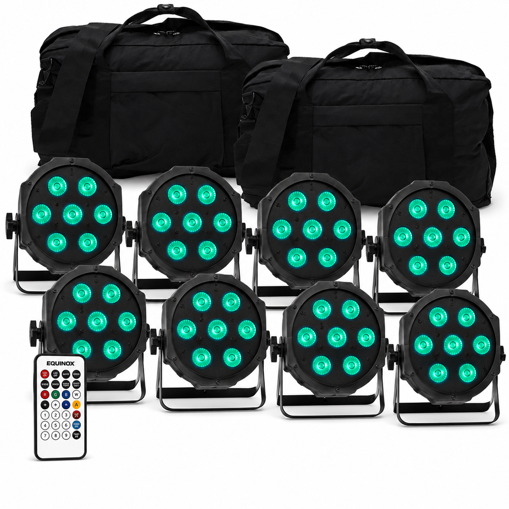 MaxiPar Quad MKII Par Light Fixture inc Remote 8pc Pack inc Cases