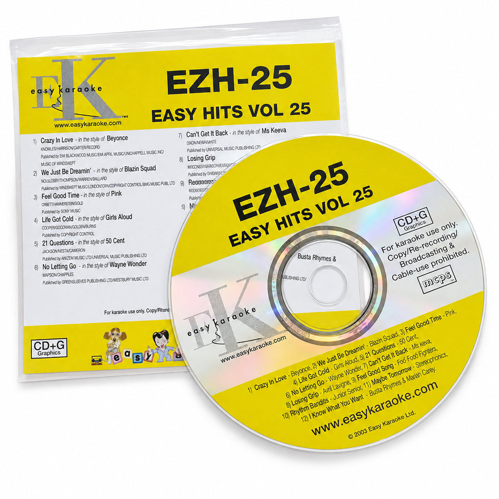Easy Karaoke Hits Vol 25 CD+G Disc EZH-25 12 Track Disc