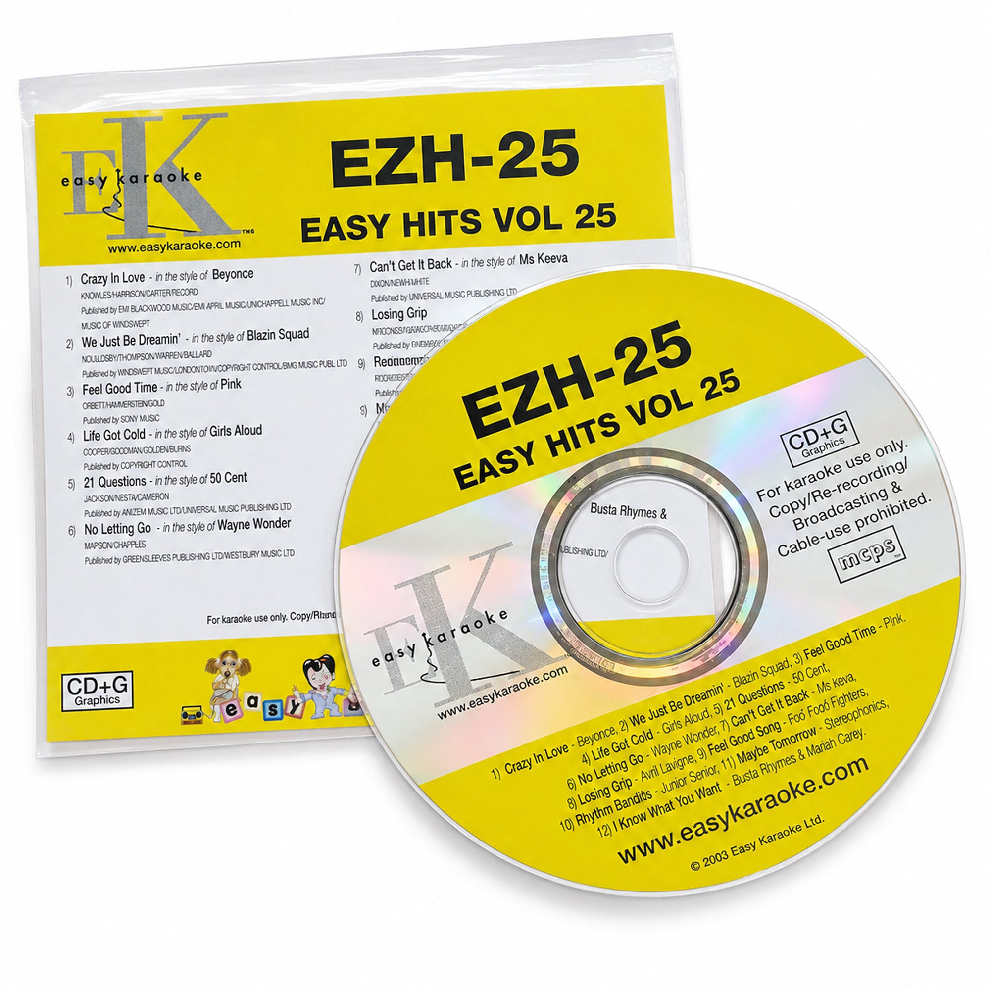 Easy Karaoke Hits Vol 25 CD+G Disc EZH-25 12 Track Disc