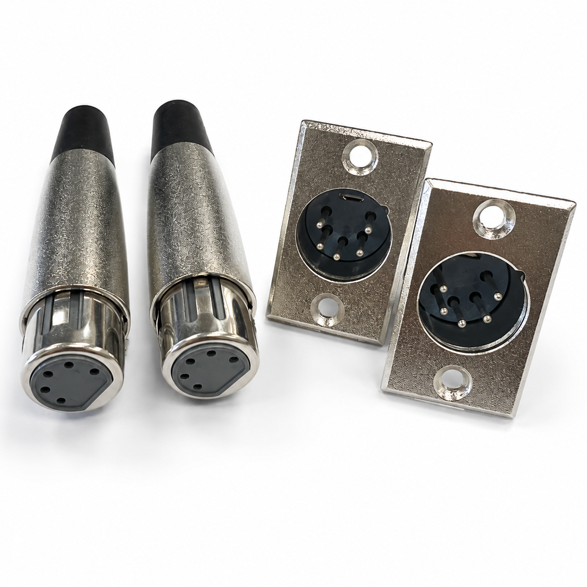 Twin Pack 5 Pin XLR Male Chassis Sockets and Famale Plugs