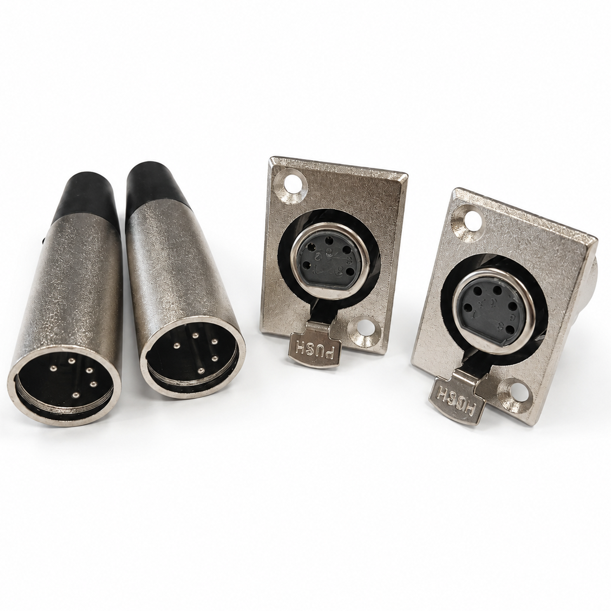 Twin Pack 5 Pin XLR Female Chassis Sockets and Male Plugs