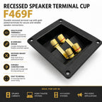 Speaker Terminal 4 x 4mm  Pole Binding Post Recessed Mount Plate