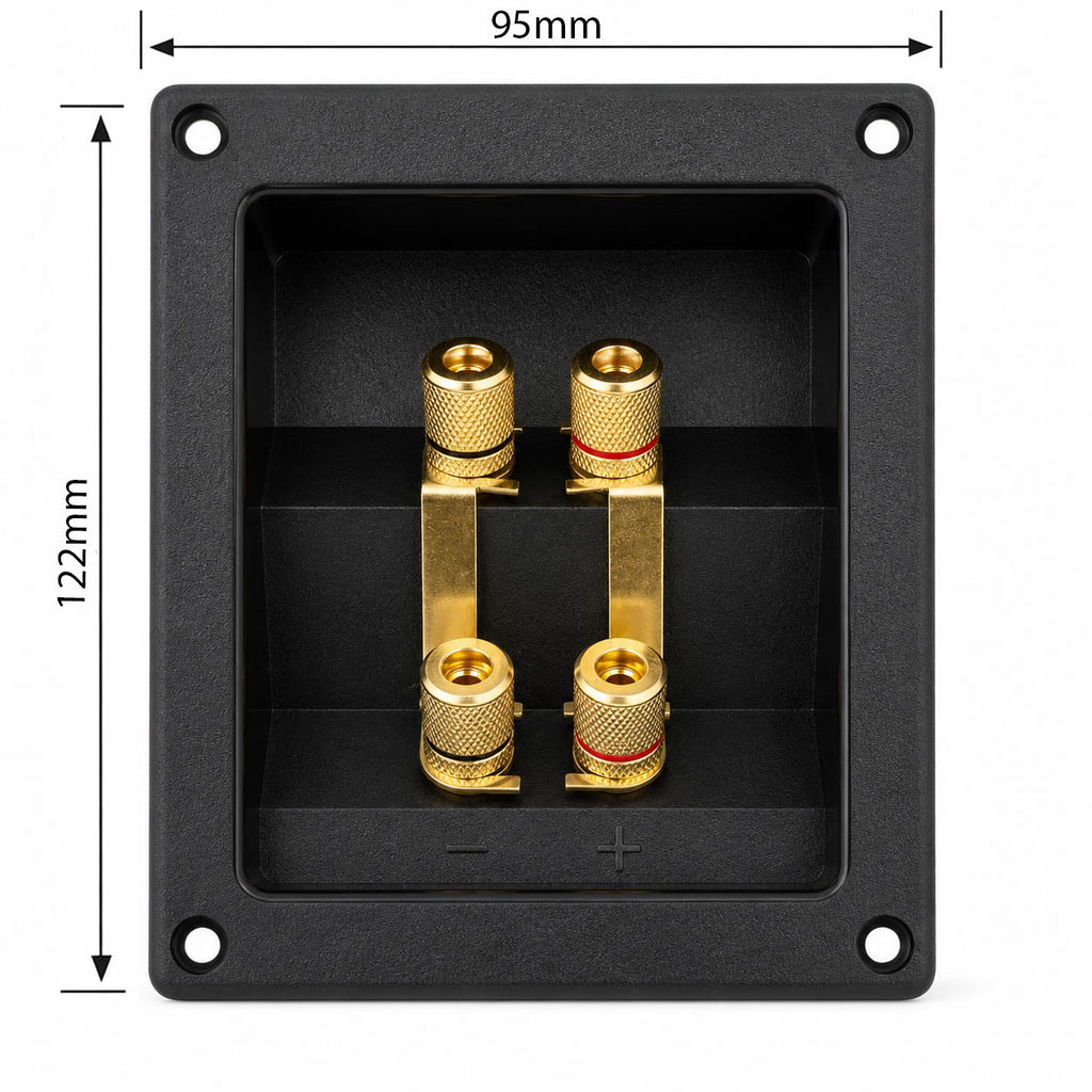 Speaker Terminal 4 x 4mm  Pole Binding Post Recessed Mount Plate