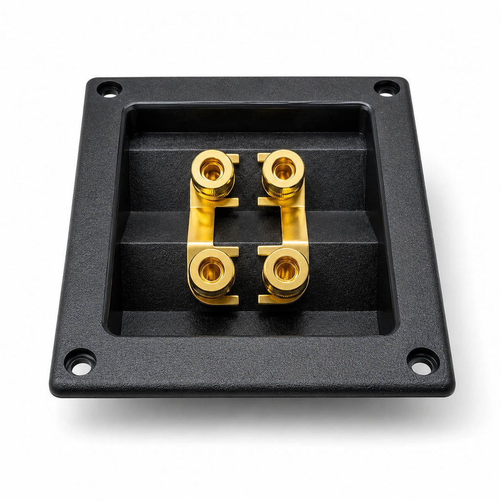 Speaker Terminal 4 x 4mm  Pole Binding Post Recessed Mount Plate