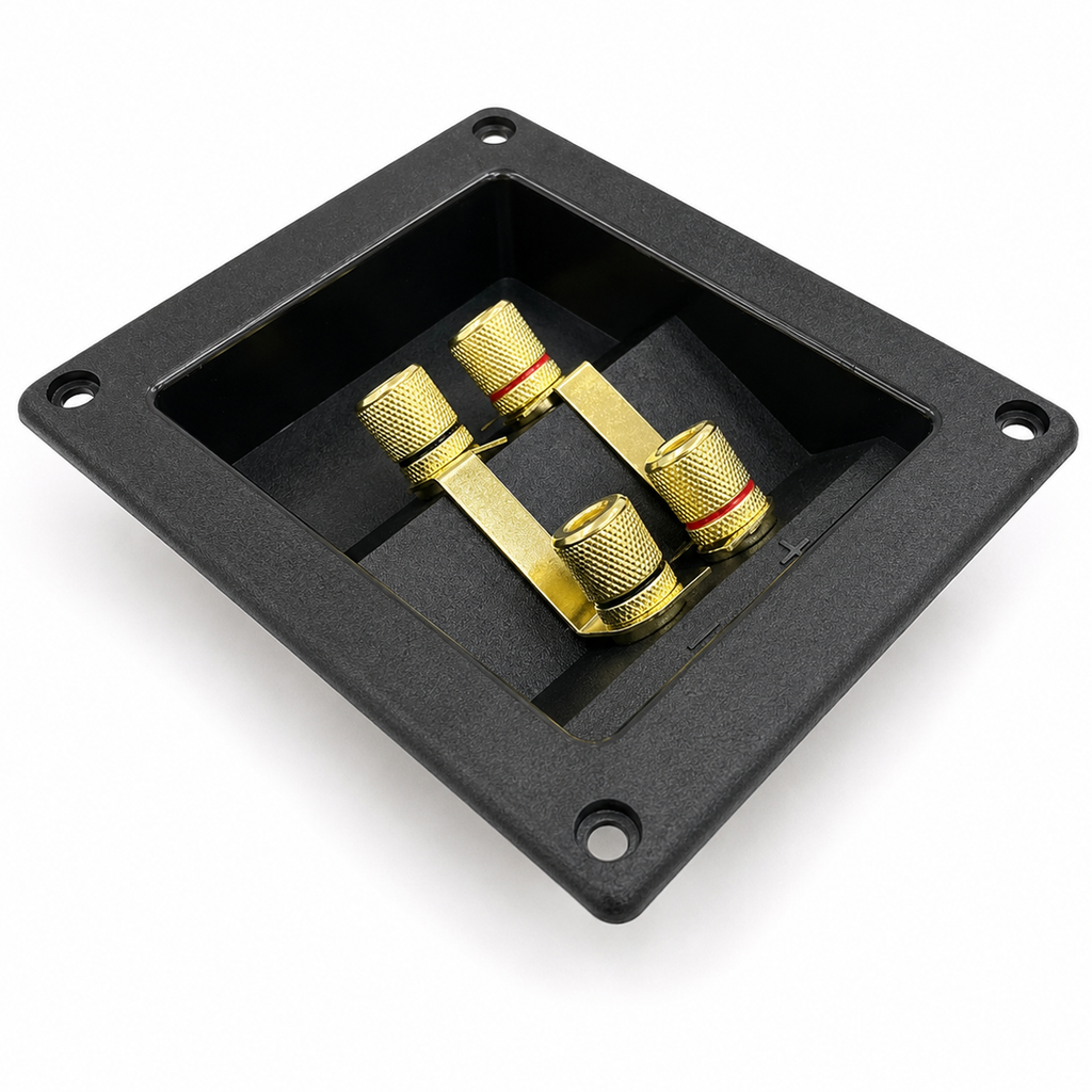 Speaker Terminal 4 x 4mm  Pole Binding Post Recessed Mount Plate