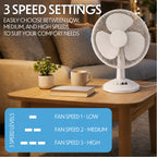 White Desk Fan 16 Inch 3 Speed Oscillating Tabletop PAIR