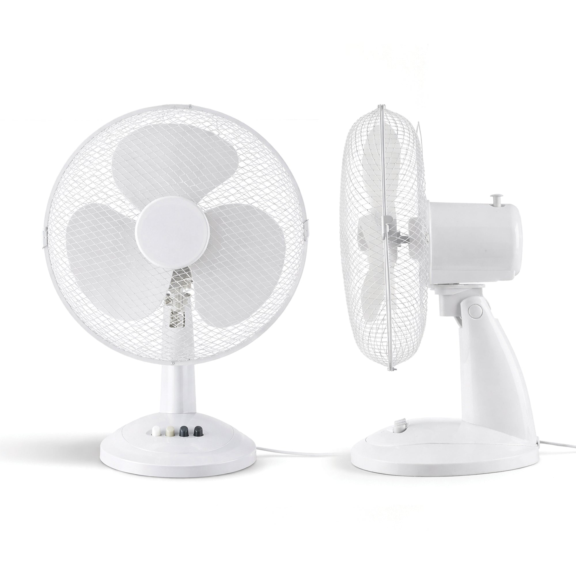 White Desk Fan 16 Inch 3 Speed Oscillating Tabletop PAIR