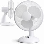 White Desk Fan 16 Inch 3 Speed Oscillating Tabletop PAIR
