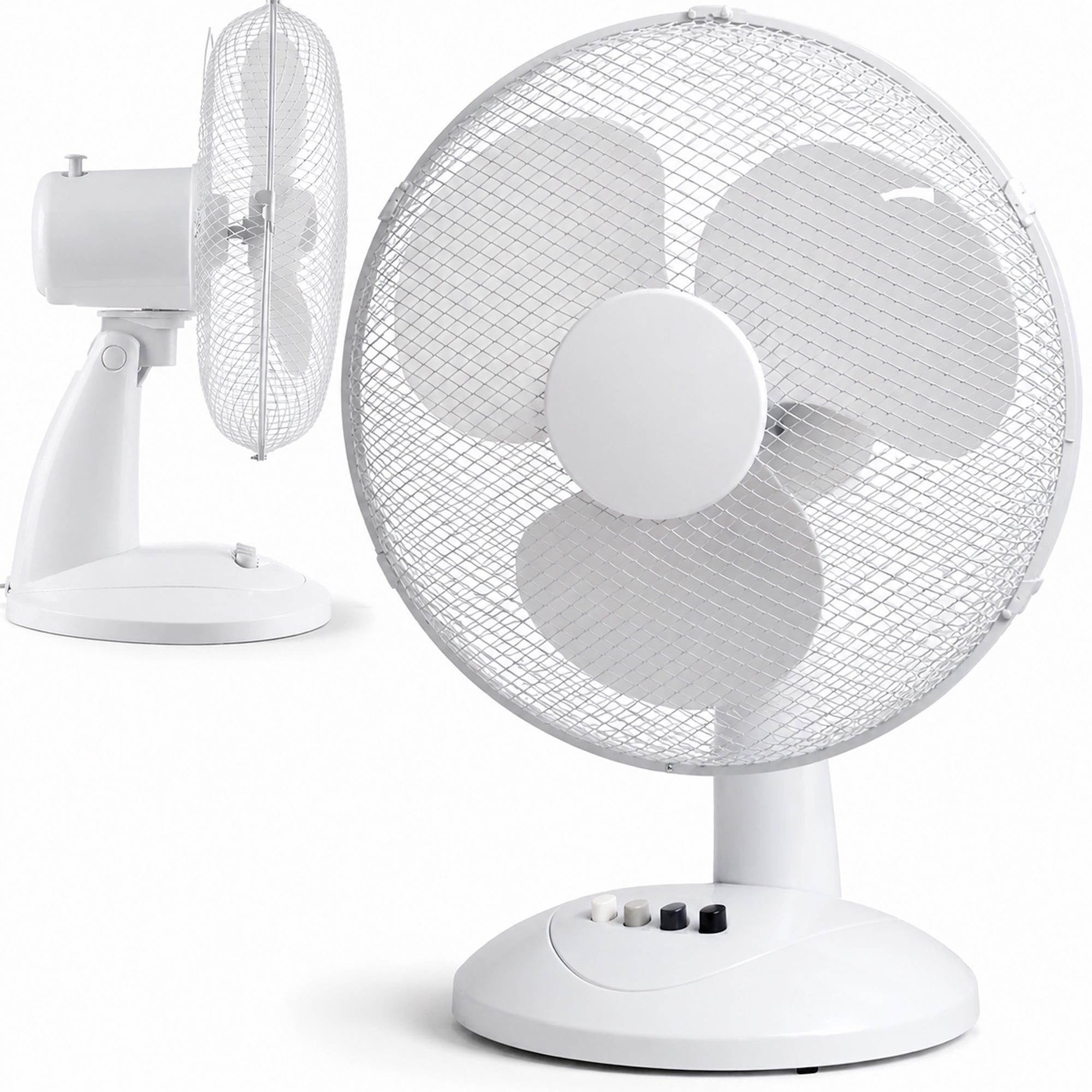 White Desk Fan 16 Inch 3 Speed Oscillating Tabletop PAIR