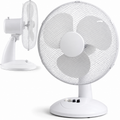 White Desk Fan 16 Inch 3 Speed Oscillating Tabletop PAIR